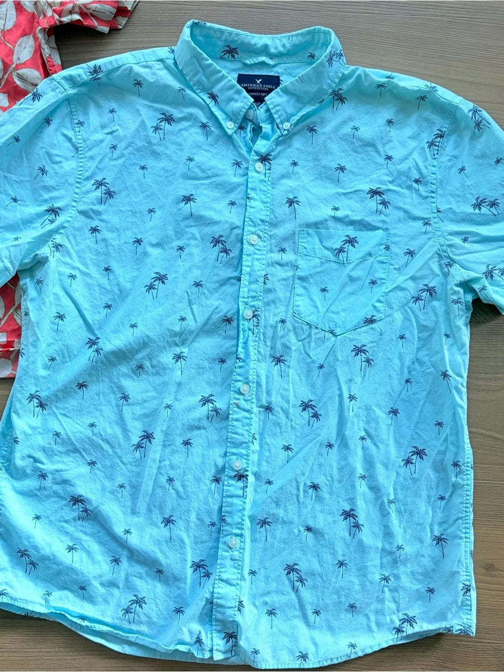 J. Crew Coral Floral & Light Blue Palm Short-Sleeve Button Shirts